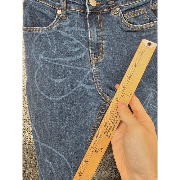 Dolls Kill NGOrder Low Rise Flare Jeans Angel Print Bootcut Size 6 Blue Denim - Picture 9 of 10